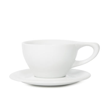 Lino Large Latte Cup & Saucer, White