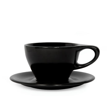Lino Small Latte Cup & Saucer, Matte Black