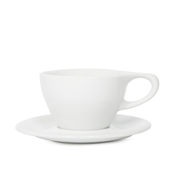 Lino Small Latte Cup & Saucer, White