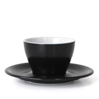Meno Double Cappuccino Cup & Saucer, Matte Black/ White Interior