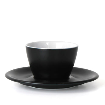 Meno Single Cappuccino Cup & Saucer, Matte Black/ White Interior