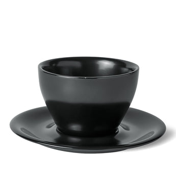 Meno Small Latte Cup & Saucer, Matte Black