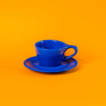 Lino Double Cappuccino Cup & Saucer, Indigo