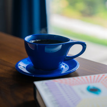 Lino Small Latte Cup & Saucer, Indigo