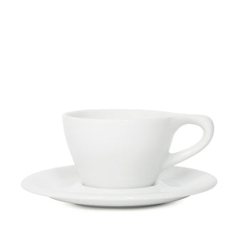 Lino Double Cappuccino Cup & Saucer, White